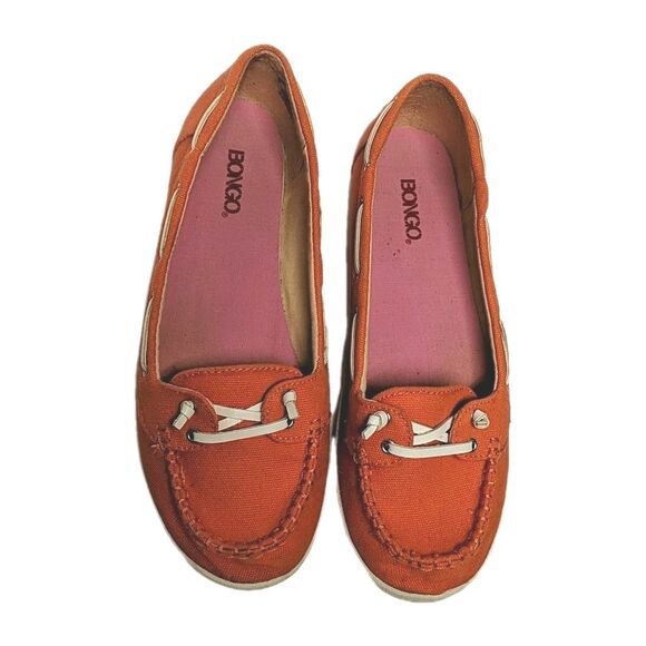 Bongo Women Canvas Boat Shoes 9 Casual Slip On Comfort Flat Orange Y2K Vintage - Picture 3 of 11